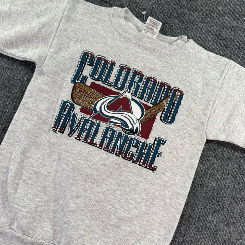 Vintage Tultex Colorado Avalanche Sweatshirt Youth Large Gray NHL Maximum Sweats